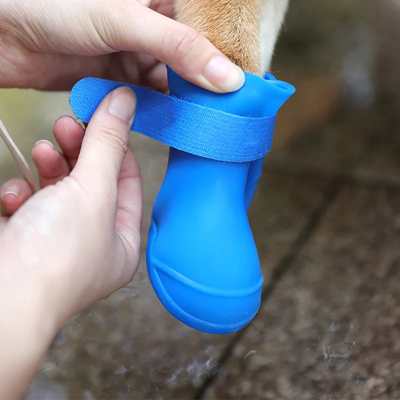 4Pcs Waterproof Anti-Slip Rubber Boots for Dogs & Cats | Outdoor Paw Protection