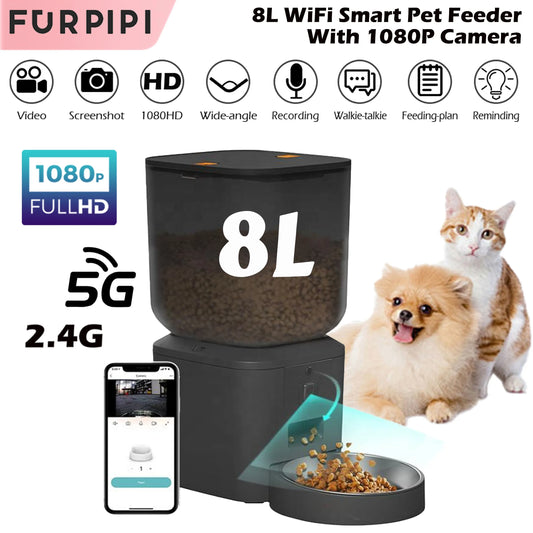 8L Smart Automatic Pet Feeder with Camera & WiFi | App Control, Voice Recorder & Food Dispenser