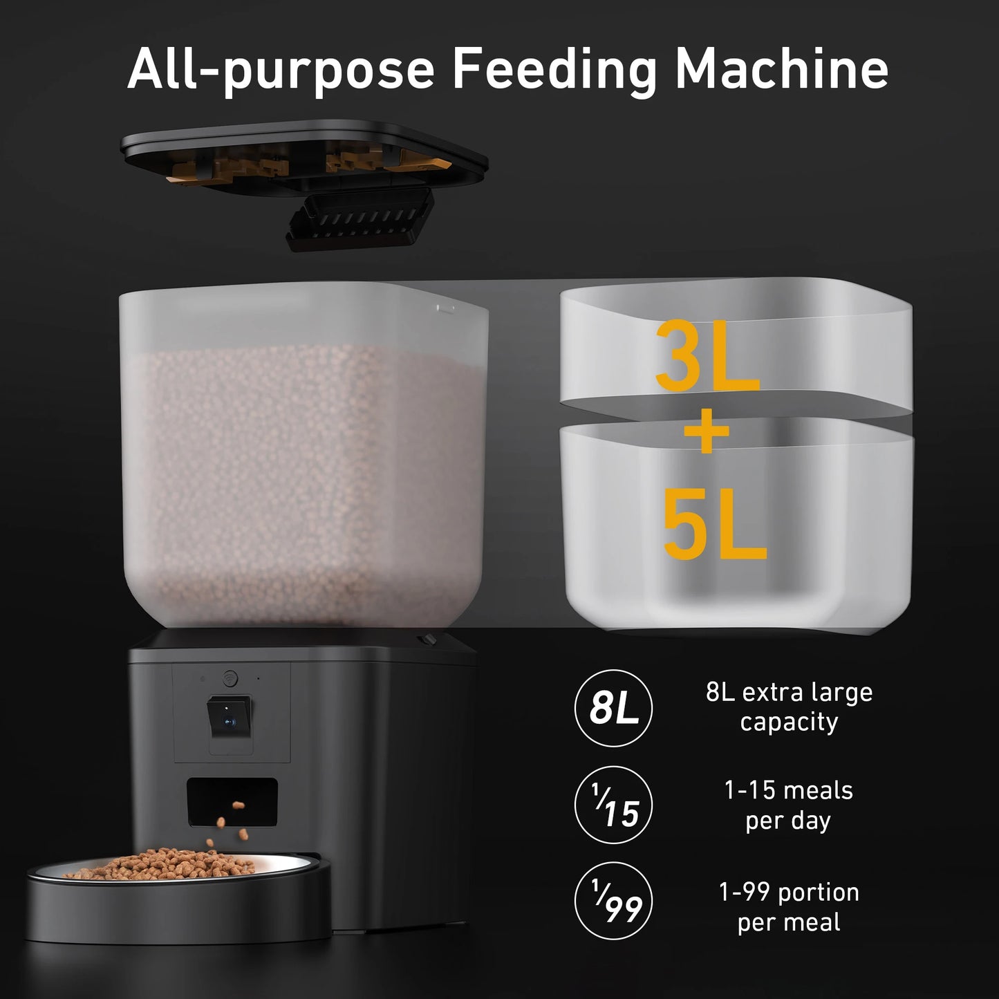 8L Smart Automatic Pet Feeder with Camera & WiFi | App Control, Voice Recorder & Food Dispenser