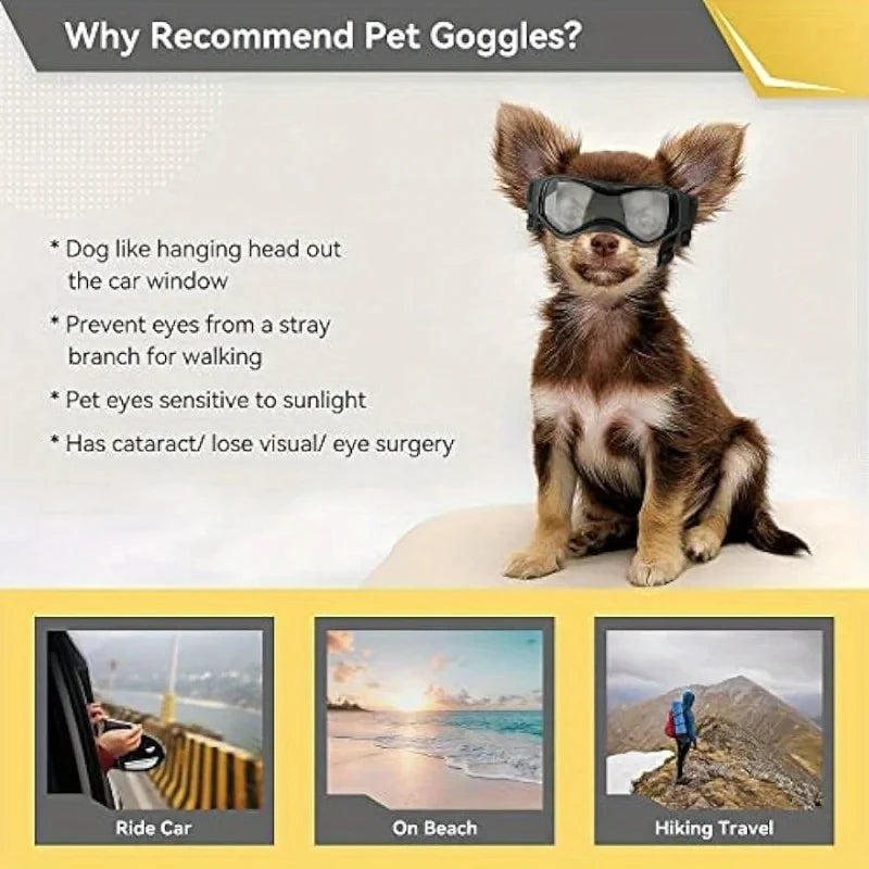 UV Protective Dog Goggles – Sunglasses for Small & Medium Dogs | Wind, Dust & Sun Protection